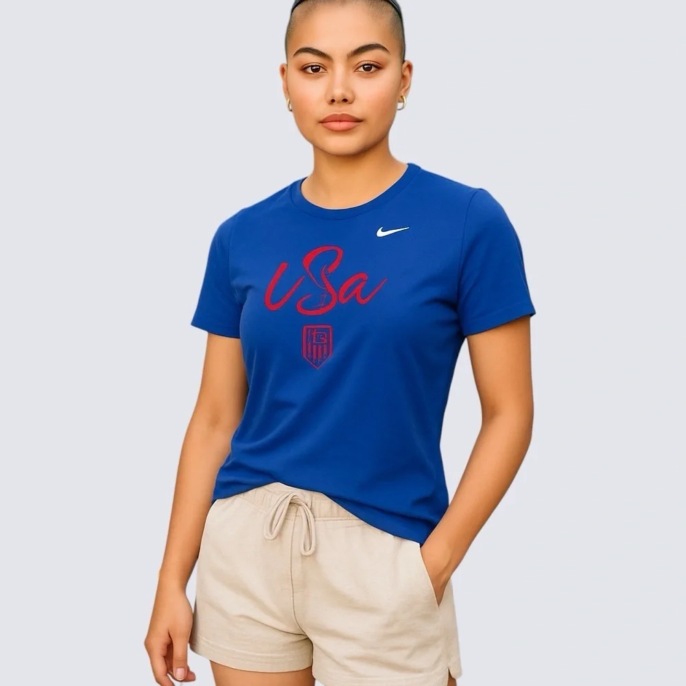 Nike USWNT Team USA Soccer Graphic Tee Royal Blue Women’s Large NWT